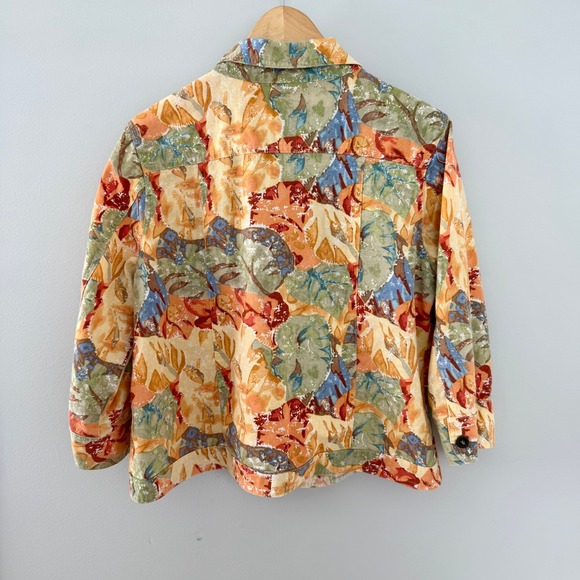 Christopher & Banks Abstract Fall Print Lightweight 3/4 Sleeve Jacket Sz L - Picture 8 of 11